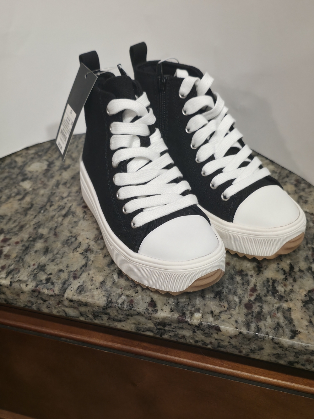 Art Class Black and White High-Top Platform Sneakers for Kids
